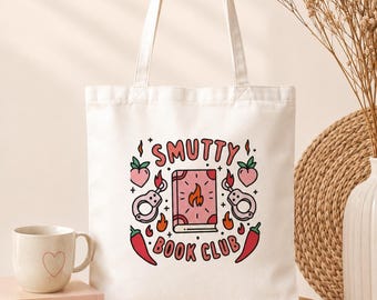 Smut Book Club Einkaufstasche | Würziges Buch-Liebhaber-Geschenk | Romanze Tasche | BookTok Tragetasche Buchtasche aus Canvas | Leser Geschenk