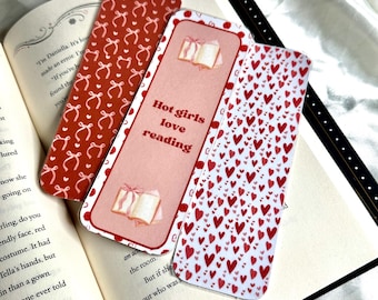 Girly bladwijzerset | Schattige Bladwijzers, dubbelzijdige Bladwijzers, rote Bladwijzer, boekenliefhebers, Valentijnscadeau