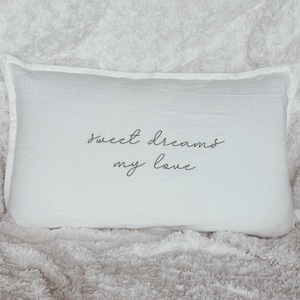 Baby Nursery Throw Pillow Cover, Sweet Dreams my Love Embroidered Pillow, Embroidered Pillow for Nursery, 12 x 20 Baby Nursery Pillow
