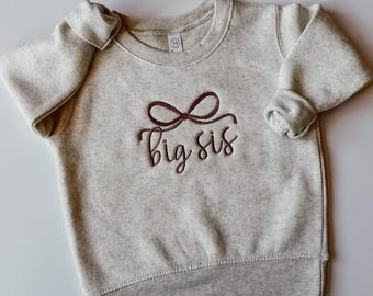 Big Sister Sweatshirt with Bows Shirt for Big Sis Bow Sweatshirt for Sibling Announcement New Baby Sibling Shirt for Big Sisters