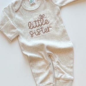 Western Little Sister Outfit for Hospital Romper for Newborn Baby Girl Lil Sis Announcement Matching Big Sis Shirt for Baby Announcement
