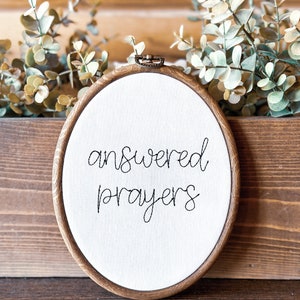 Answered Prayers Pregnancy Announcement, Simple Pregnancy Announcement, Newborn Photography Prop, Embroidered Birth Announcement