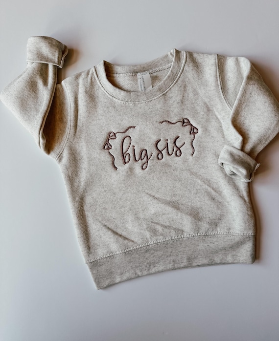 Big Sis Bow Sweatshirt for Big Sister Shirt Embroidered Sibling Sweatshirt for Girl Promoted to Big Sis Sweatshirt Sister Announcement