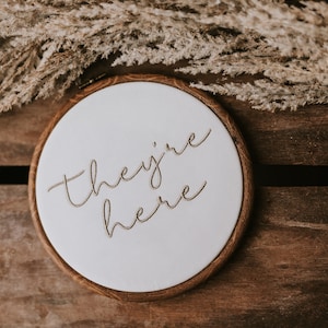They&#39;re Here Twin Hospital Sign Newborn Hospital Sign For Twins Embroidered Sign Newborn Twins Hospital Sign Twin Hospital Announcement