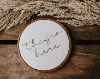 They're Here Twin Hospital Sign Newborn Hospital Sign For Twins Embroidered Sign Newborn Twins Hospital Sign Twin Hospital Announcement