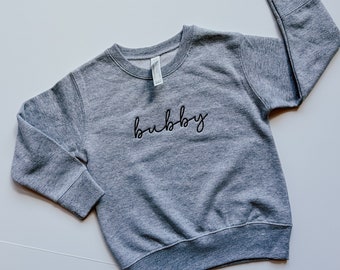 Bubby-tröja, Bubby-tröja, tröja för bror, syskon-tröjor, neutral storebror-tröja, broderad barntröja, tröja för Bubby