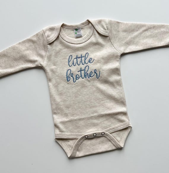 Little Brother Outfit for Hospital Romper for Newborn Baby Boy Lil Bro Announcement Matching Big Sis Shirt for Baby Announcement