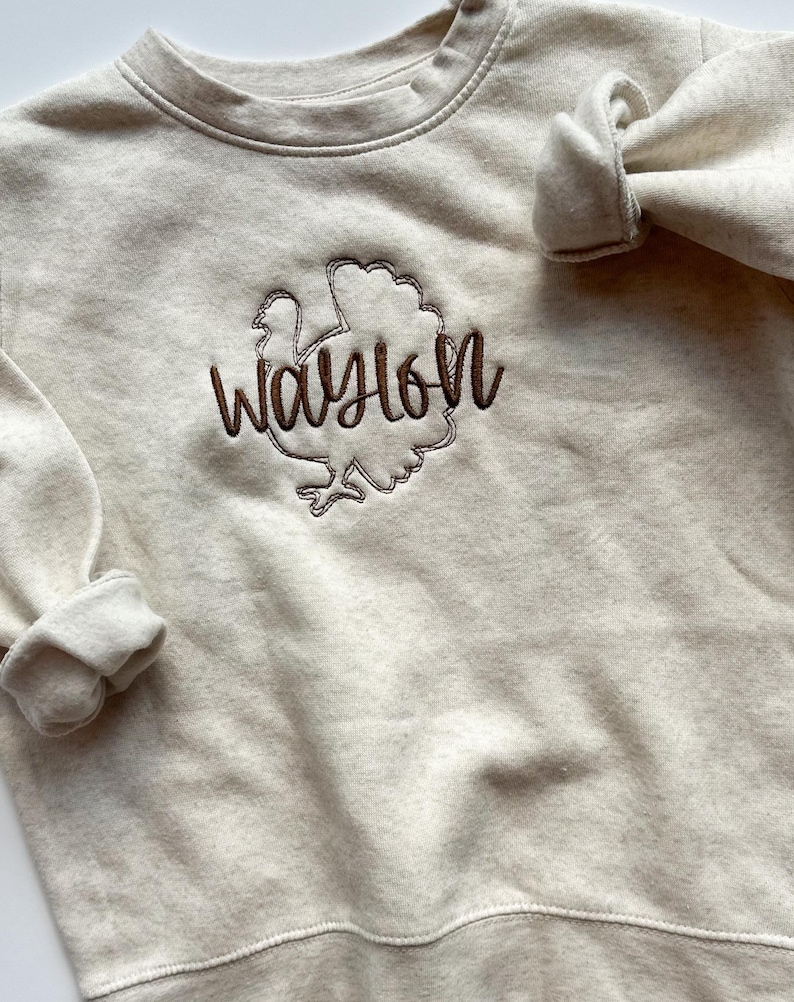 Waylon In Cursive Personalized Turkey Shirt for Kids Thanksgiving Holiday Sweatshirt for ...