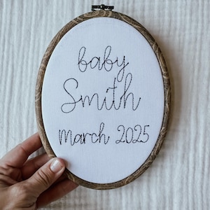 Anuncio de embarazo personalizado, anuncio de embarazo bordado, anuncio de bebé, anuncio de bebé personalizado, bordado