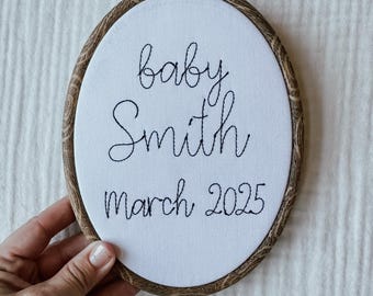 Personalized Pregnancy Announcement, Embroidered Pregnancy Announcement, Baby Announcement, Custom Baby Announcement, Embroidery