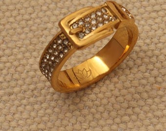 18K vergoldet Gürtel Strass Ring Sicherheitsring 18K Gold Gürtelring, Geschenk für sie 18k Gold Edelstahl wasserdicht Gürtel Ring Geschenk für Mama