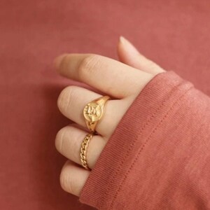 18K Vergoldet Schutzengel Ring, Schutzengel Ring, 18K Vergoldet, Edelstahl, Engel Ring, Minimalistischer Ring Wasserdicht Gold Ring Bild 5