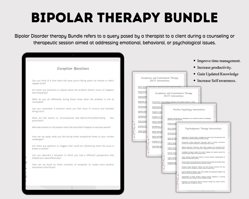 Bipolar Disorder Therapy Resource Bundle | Therapy Session Questions