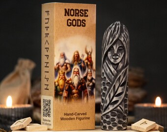 Wooden Eir Figurine, Norse Goddess of Healing for Altar Decor, Pagan Shelf Decor, Mythology Gift for Home
