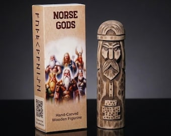 Figura de madera de Thor hecha a mano, estatua del dios nórdico para decoración de altar, regalo vikingo para el hogar.