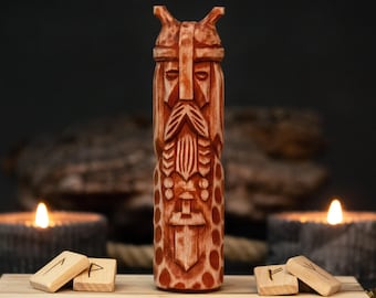 Tyr Wooden Figurine Hand Carved Norse God for Pagan Altar Home Decor Unique Gift