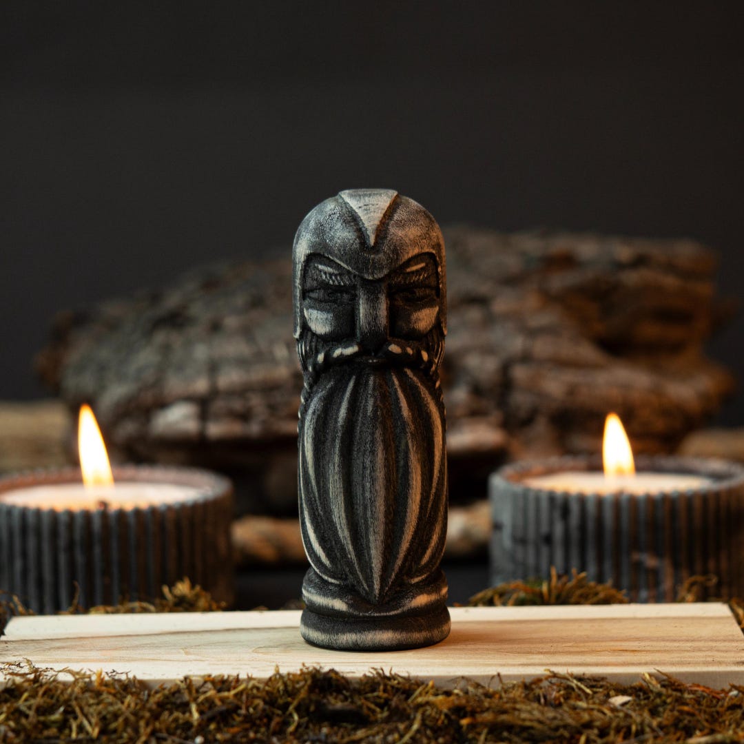 Black Svarozhich Wooden Figurine – 4.7 Inch Slavic God of Fire and ...