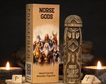 Thor-Holzstatue, handgeschnitzt, nordischer Gott, für heidnische Altäre, Heimdekoration, Kriegergeschenk