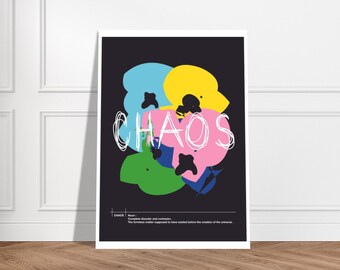 Chaos Poster Graphic Design Print Prints Typography Print Graphic Design Poster Modern Design Print Black And White Poster Bahaus Print