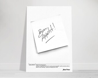 Bon Appetit Enjoy Print, Kitchen Wall Art, Retro Print, Bon Appetit, Kitchen Poster, Kitchen Print, Dining Room, Typography Print