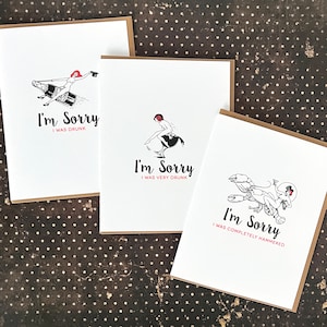 I'm Sorry For Drinking Set of 3 Cards | Funny Apology Card | Forgiveness Card | I'm Sorry Card | Snarky Greeting Card | Drunk Card