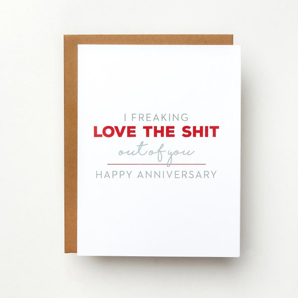 Funny Anniversary Card, Happy Anniversary Card, Snarky Anniversary Greeting Card, I Freaking Love the Shit Out of You, Happy Anniversary