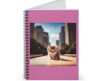 Pink Spiral Notebook - Ruled Line (Kitten)