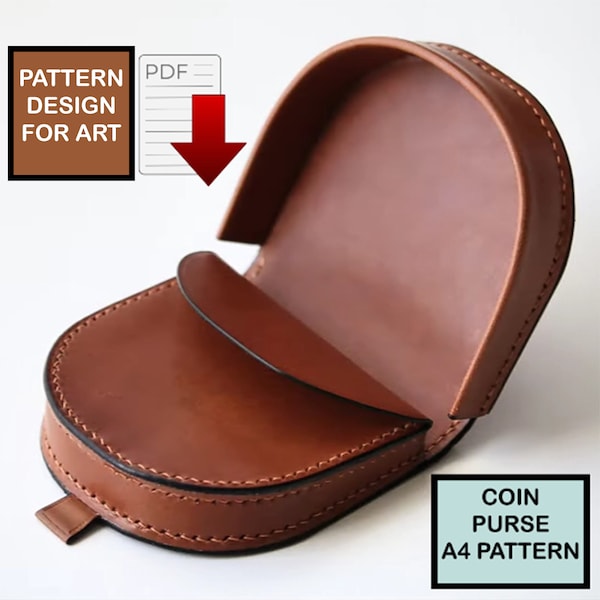 Diy Leather Coin Purse | Mini coin purse pattern | PDF leather wallet template pattern | leather coin purse | Leather Coin Pouch