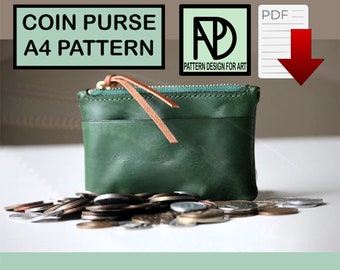 Diy Leather Coin Purse | Mini coin purse pattern | PDF leather template pattern | leather coin purse | A4 Format Letter Format (8,5" x 11")