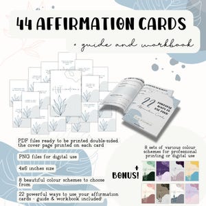 44 Affirmationskarten + Arbeitsbuch: Positivität im Alltag & Selbstreflexion - Digitaler Download