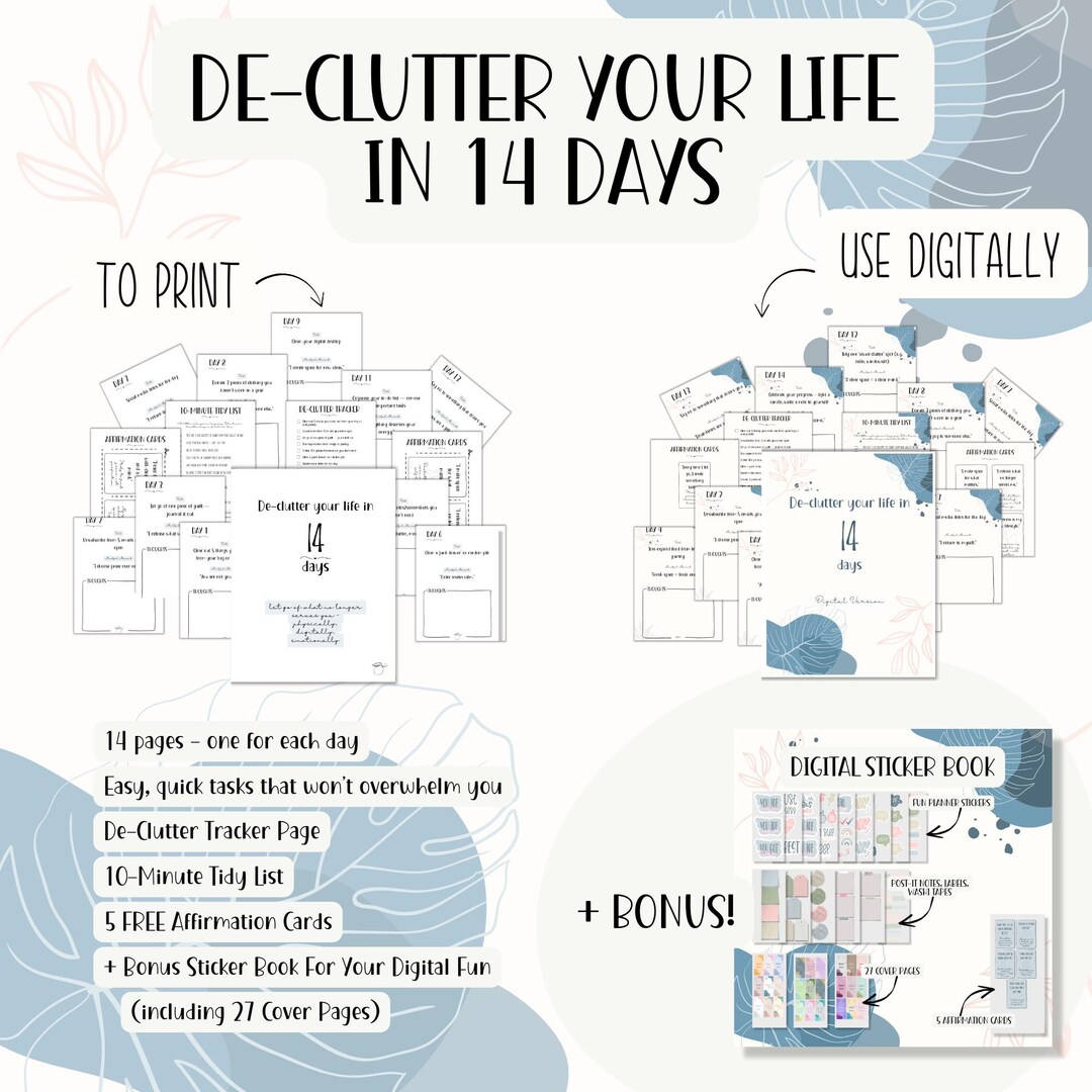De-clutter Your Life in 14 Days Digital Planner | Minimalist ...