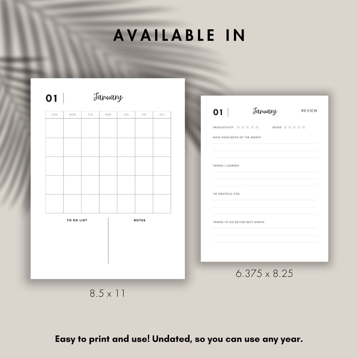 Printable Yearly Planner Digital Download Planner Printable Planner ...