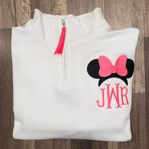 Disney Minnie Mouse Ears with bow Embroidered Monogram Sweatshirt | Personalized Sweatshirt | image 1
