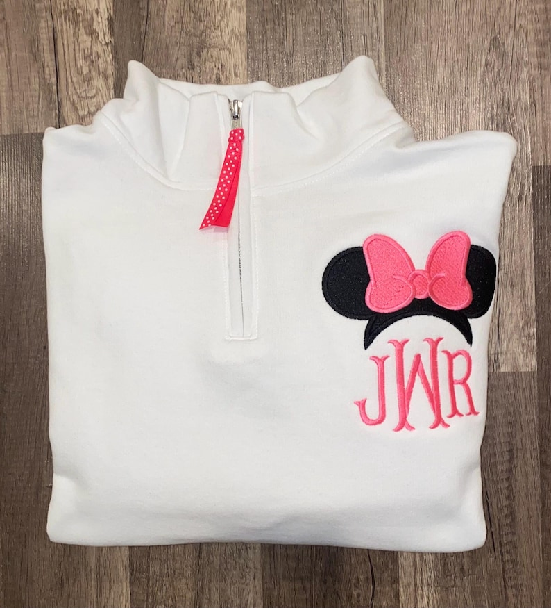 Disney Minnie Mouse Ears with bow Embroidered Monogram Sweatshirt | Personalized Sweatshirt | image 1