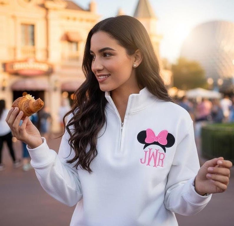 Disney Minnie Mouse Ears with bow Embroidered Monogram Sweatshirt | Personalized Sweatshirt | image 3