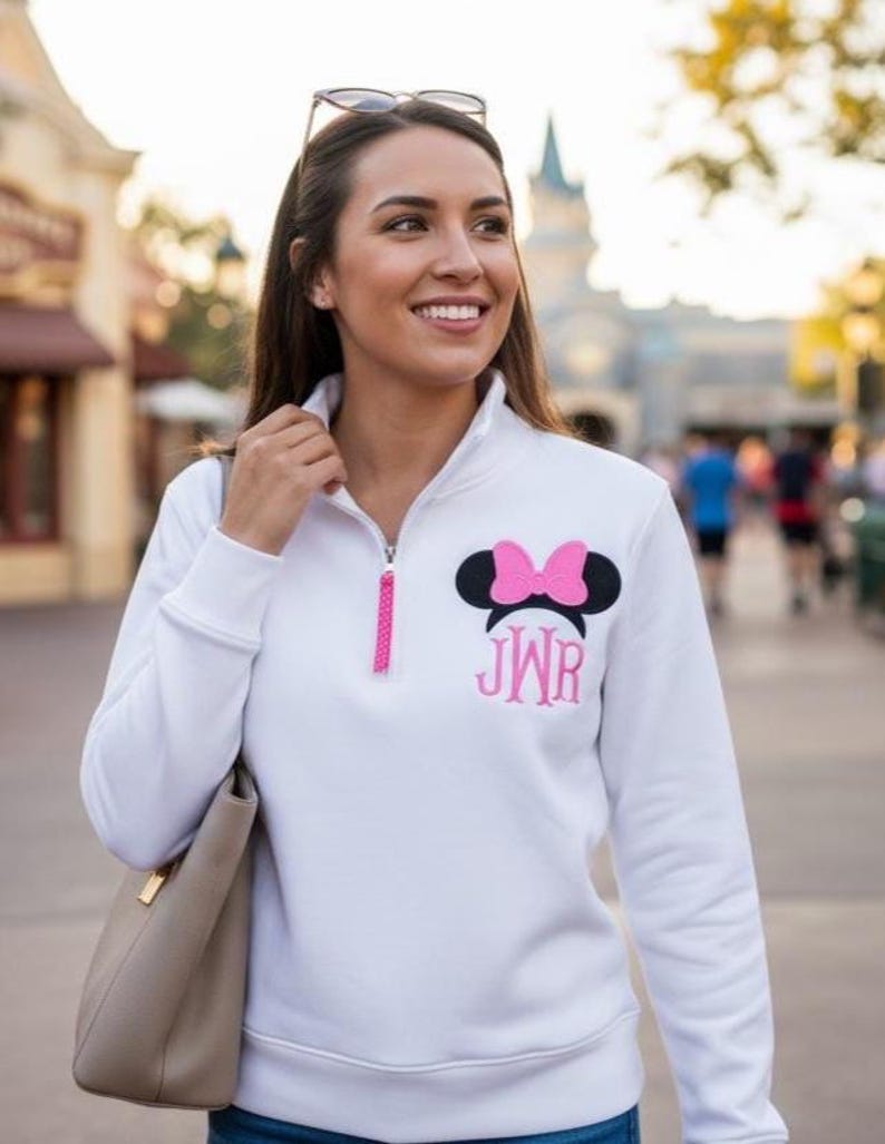 Disney Minnie Mouse Ears with bow Embroidered Monogram Sweatshirt | Personalized Sweatshirt | image 2