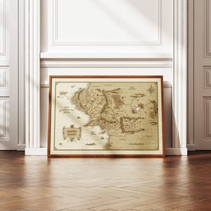 Wereldkaart Wall Art Midden-Aardekaart Print Canvas Wall Decor Ingelijste poster voor Woonkamer en slaapkamer Decoratie