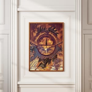 Póster de El Señor de los Anillos: Impresión artística de la Tierra Media, Decoración de ESDLA, Arte mural de Los Anillos de Poder, Descarga digital de La Comunidad