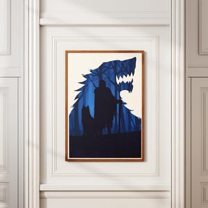 Póster de Juego de Tronos: arte de la Casa Stark, impresión de Jon Snow, arte de pared de GOT, descarga digital de fantasía, decoración del hogar geek