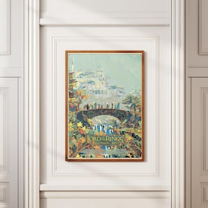 Poster Le Seigneur des anneaux - Impression d'art de la Terre du Milieu, décoration LOTR, art mural Anneaux de pouvoir, téléchargement numérique de la communauté