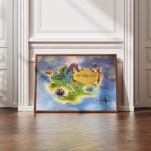 Fantastique carte du pays imaginaire | Impression de carte magique du pays imaginaire | Impression d'art mural de l'île de Nevers | Décoration rétro pour chambre d'enfant | Art de la galerie de la chambre d'enfant | Impression numérique |