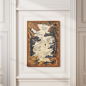 Known World Map Game of Thrones Wall Art, Westeros Fantasy Map Poster, GOT Digital Download, Medieval Decor Print