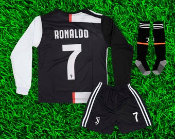 Juventus Ronaldo #7 White Home Soccer Vintage Jersey Special Kit & Shorts Set for Boys and Girls