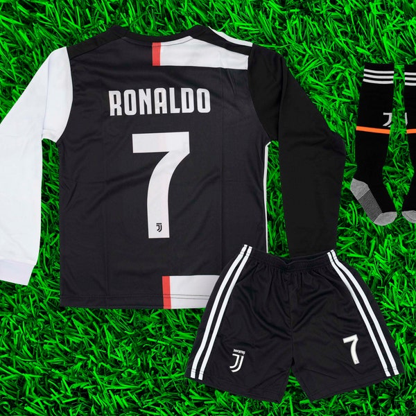 Juventus Ronaldo #7 White Home Soccer Vintage Jersey Special Kit & Shorts Set for Boys and Girls