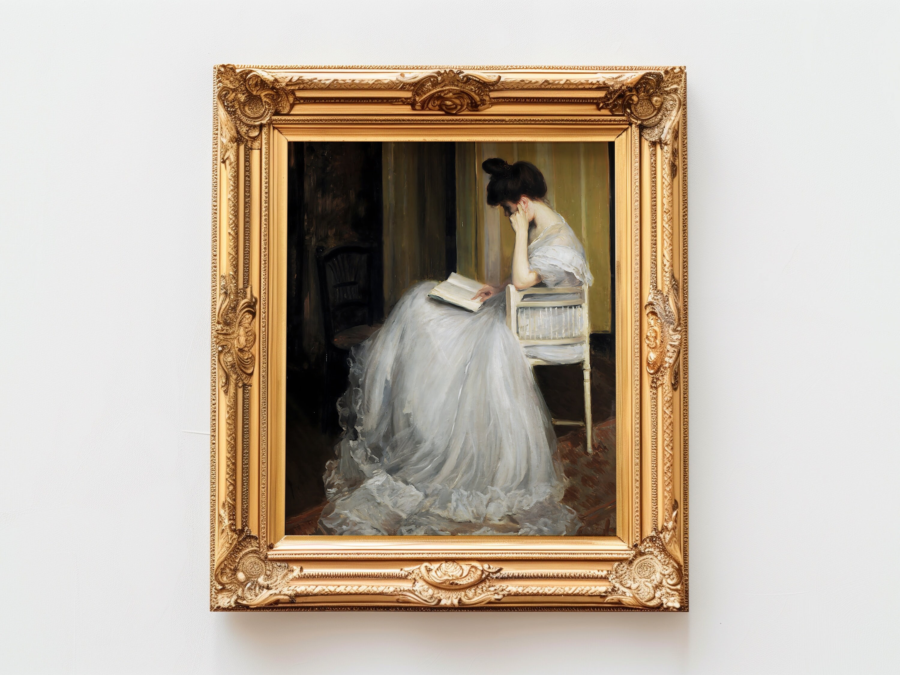 Woman Reading Print, Portrait Painting Antique Art, Reading Wall Art ...