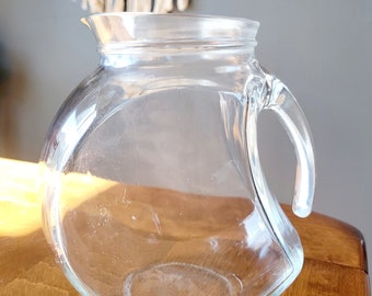 Vintage Mid-Century Clear Glass Ball Pitcher Made in Italy