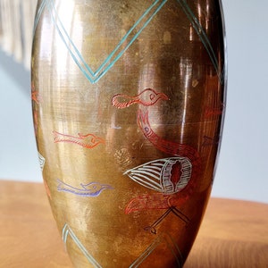 Vintage Brass Etched Vase
