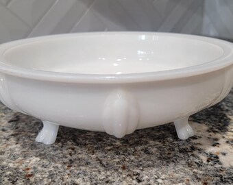 Vintage 3 Footed Milk Glass Dish