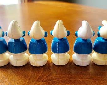 Vintage Smurf School Bus With 6 Smurfs Figures Wallace Berre & Co
