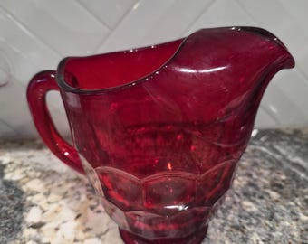 Vintage Viking Glass Pitcher in the Georgian Ruby Red Pattern